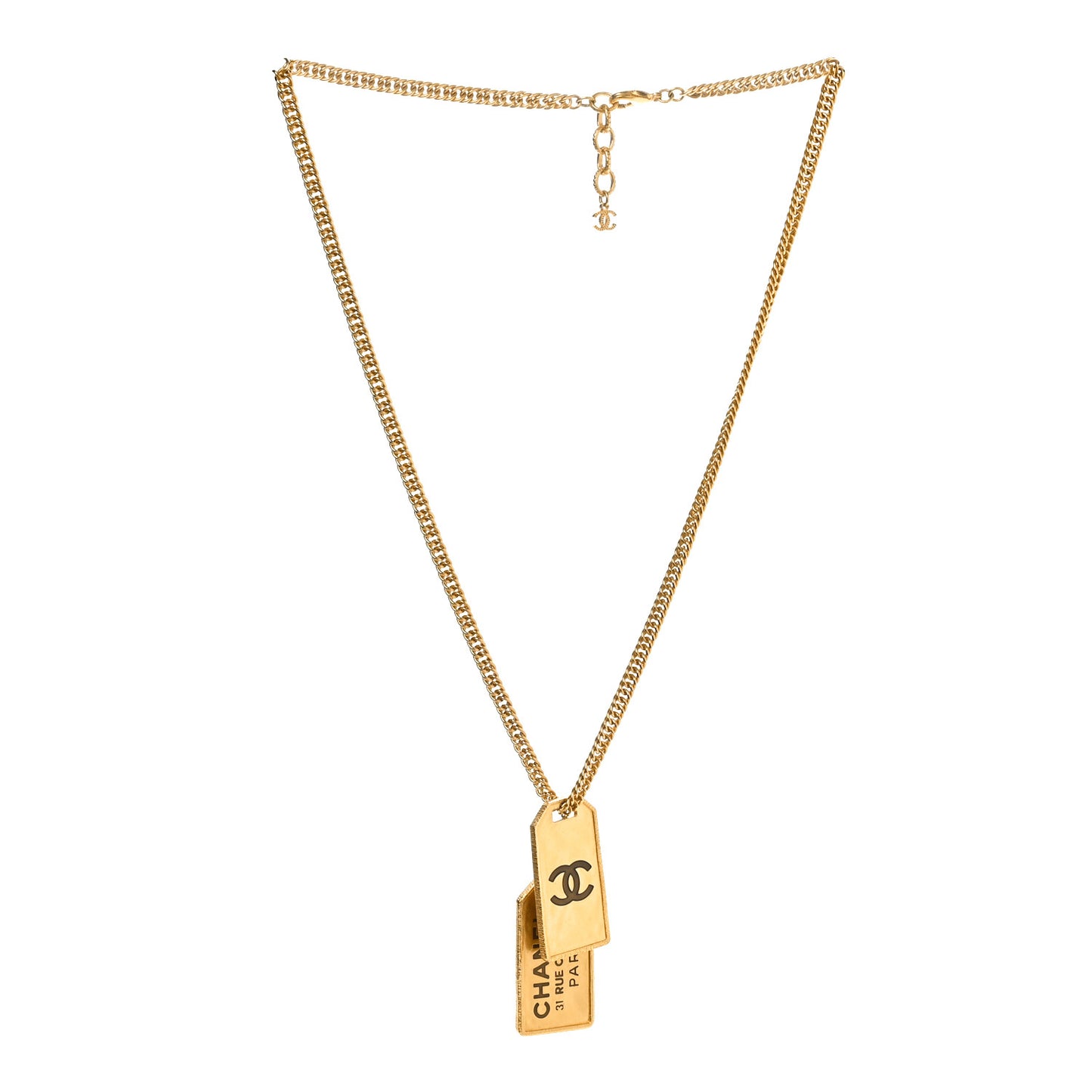ID Dog Tag Charm Necklace Gold