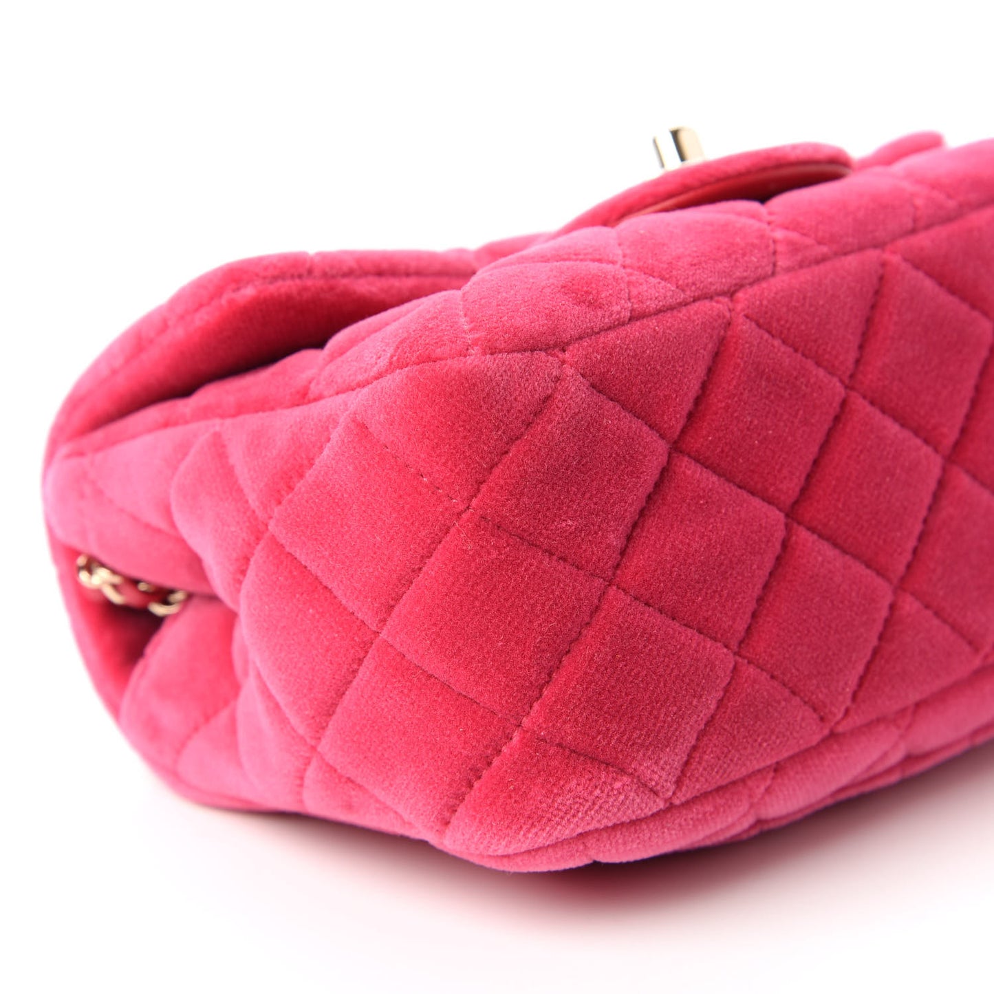 Velvet Quilted Mini Square Pearl Crush Flap Fuchsia