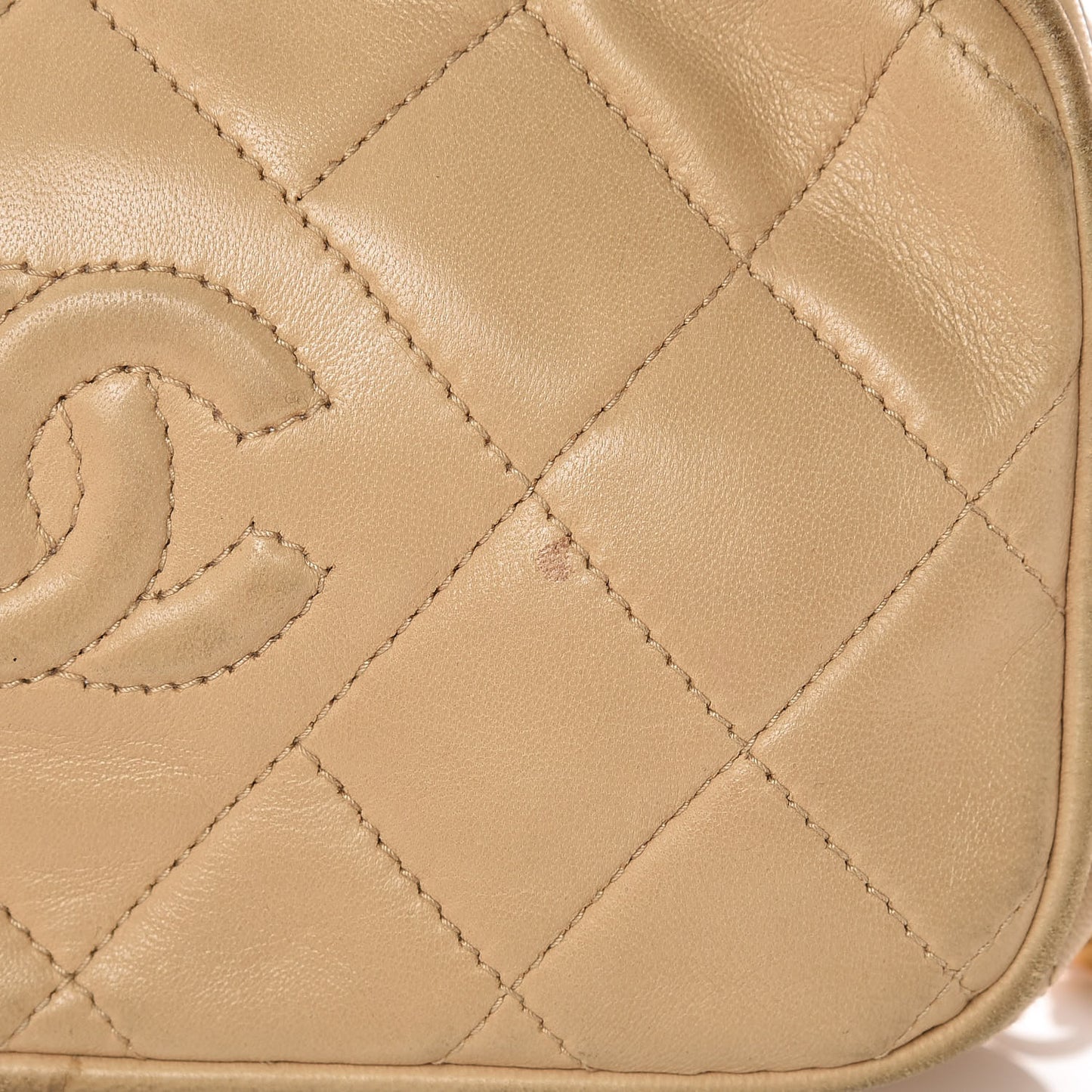 Lambskin Quilted Tassel Camera Case Beige