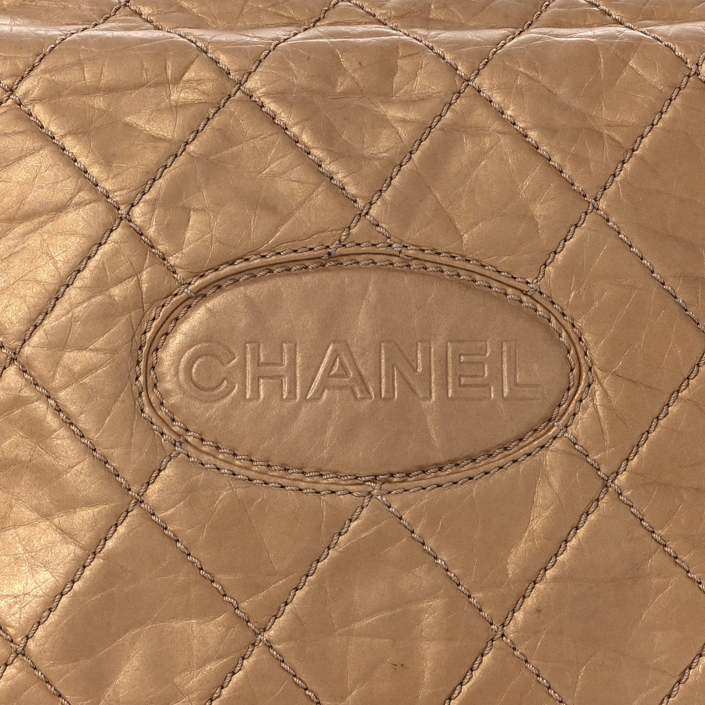 Aged Calfskin Quilted Vintage Ligne Messenger Flap Gold