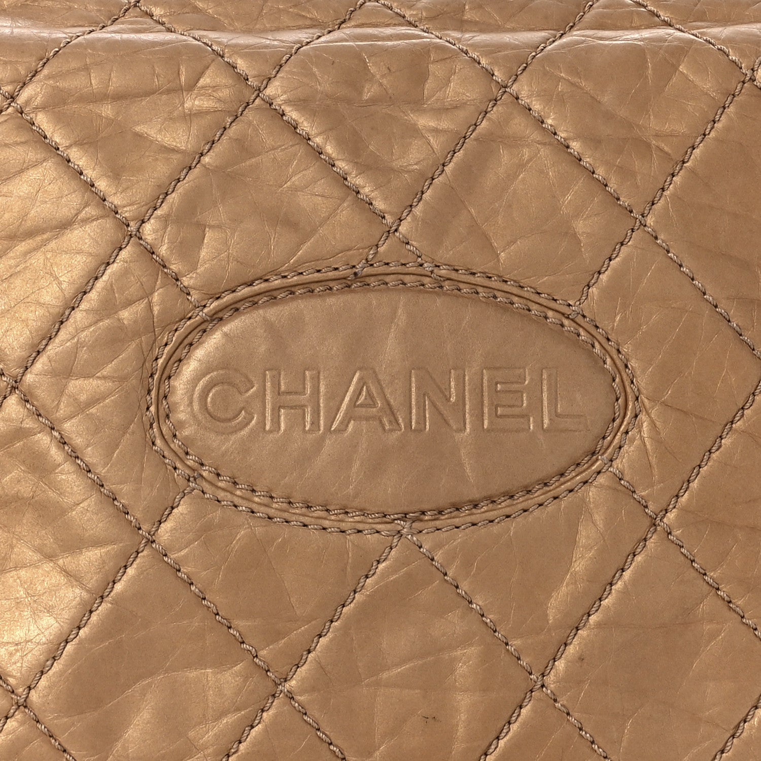 Chanel Aged Calfskin Quilted Vintage Ligne Messenger Flap Gold 8 of 9