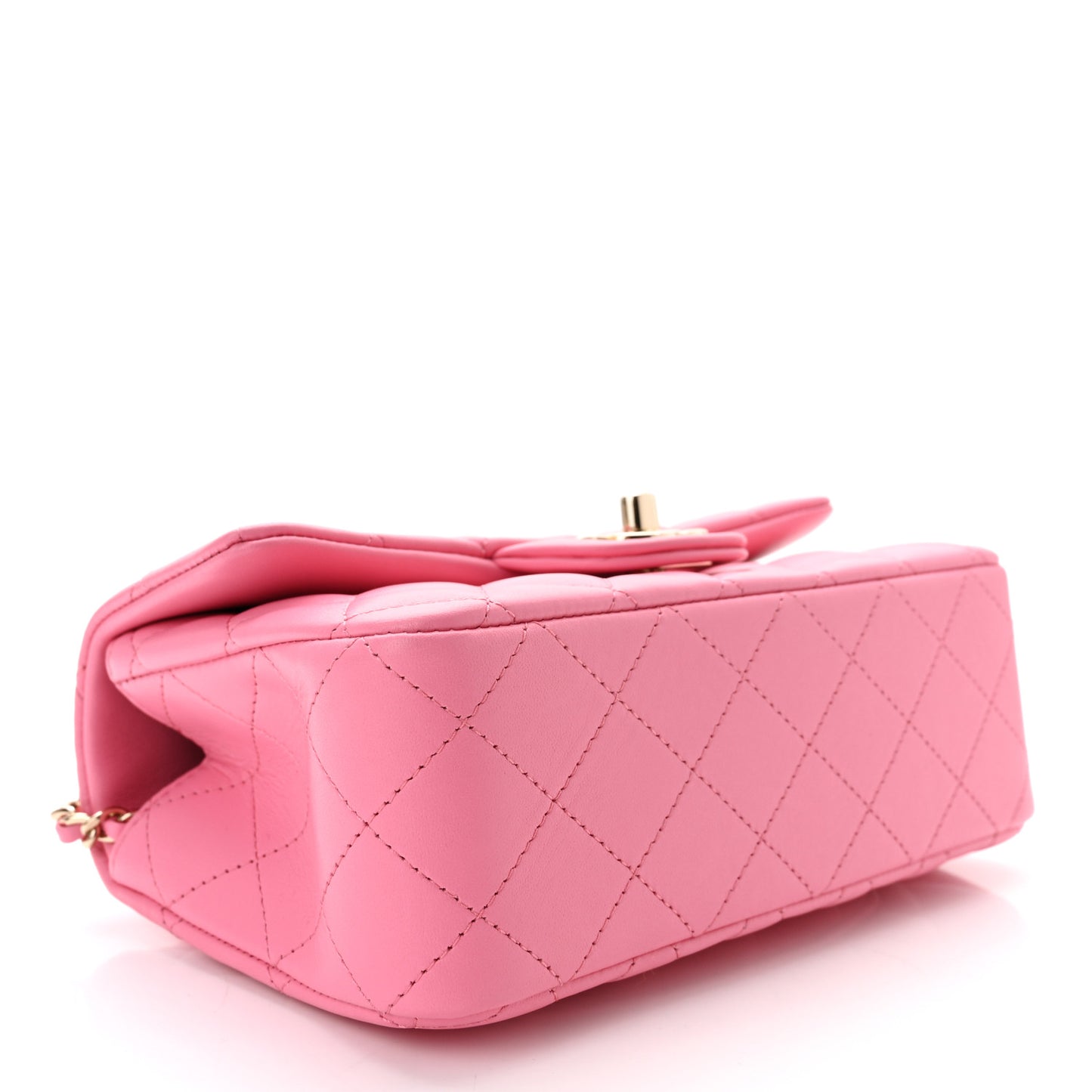 Lambskin Quilted Mini Top Handle Rectangular Flap Pink