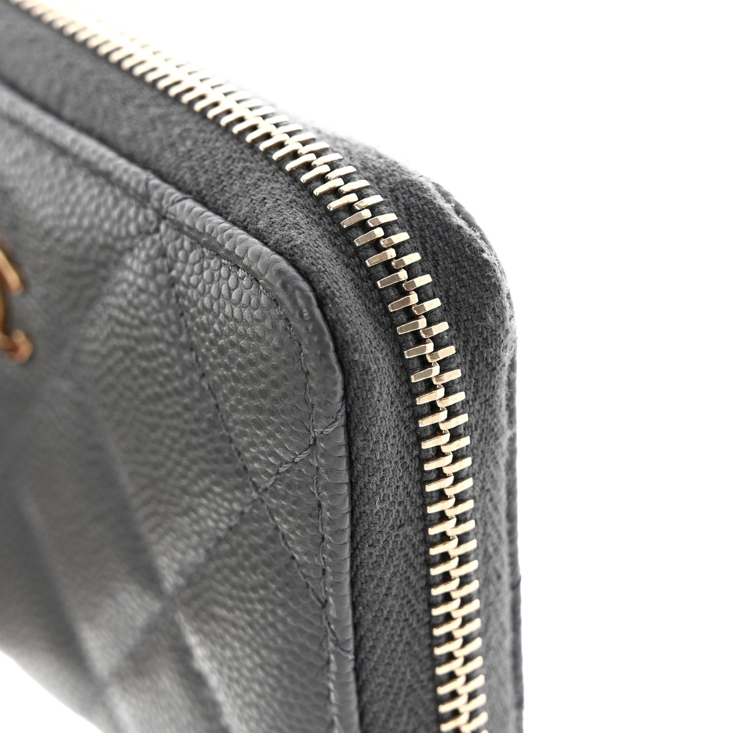Caviar Quilted Zipped Key Holder Case Gray