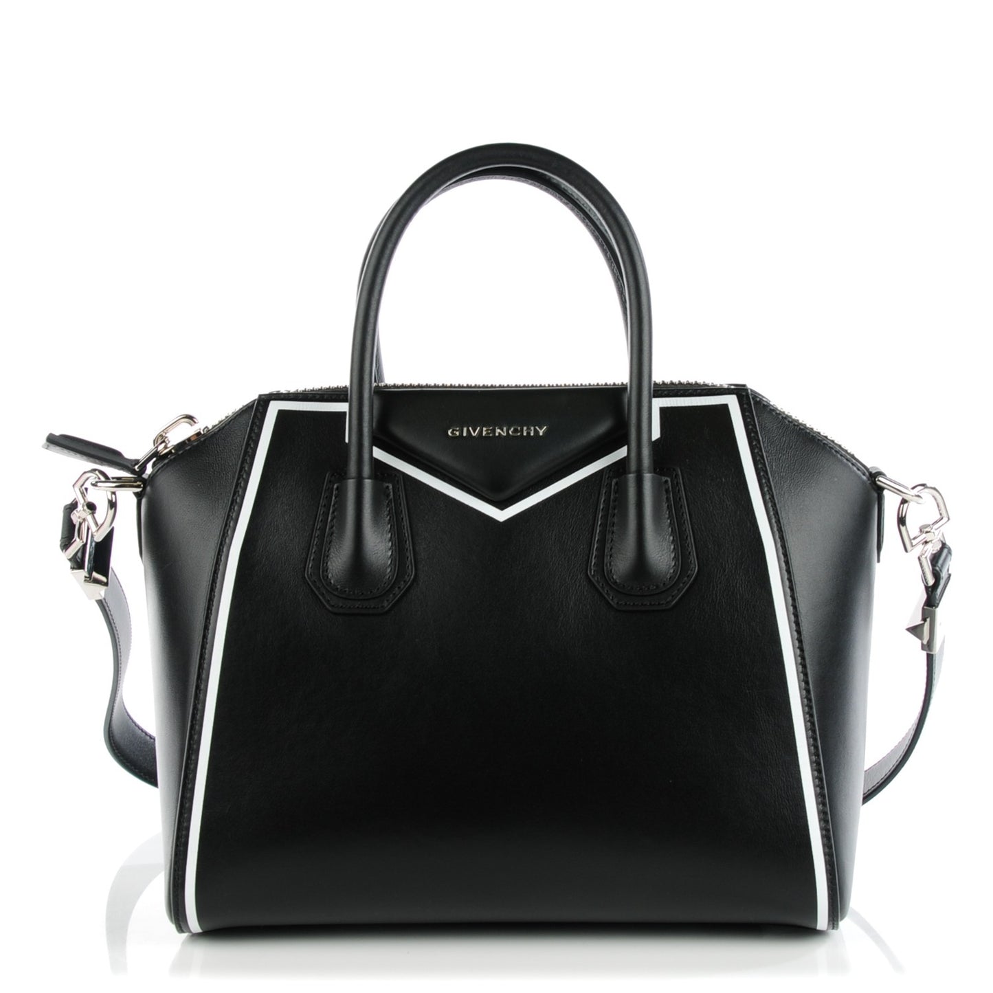 Calfskin Small Contrasted Frame Antigona Black