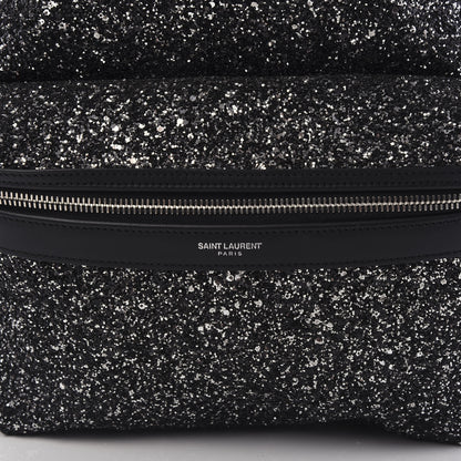 Saint Laurent Glitter Canvas City Backpack Gunmetal 8 of 8
