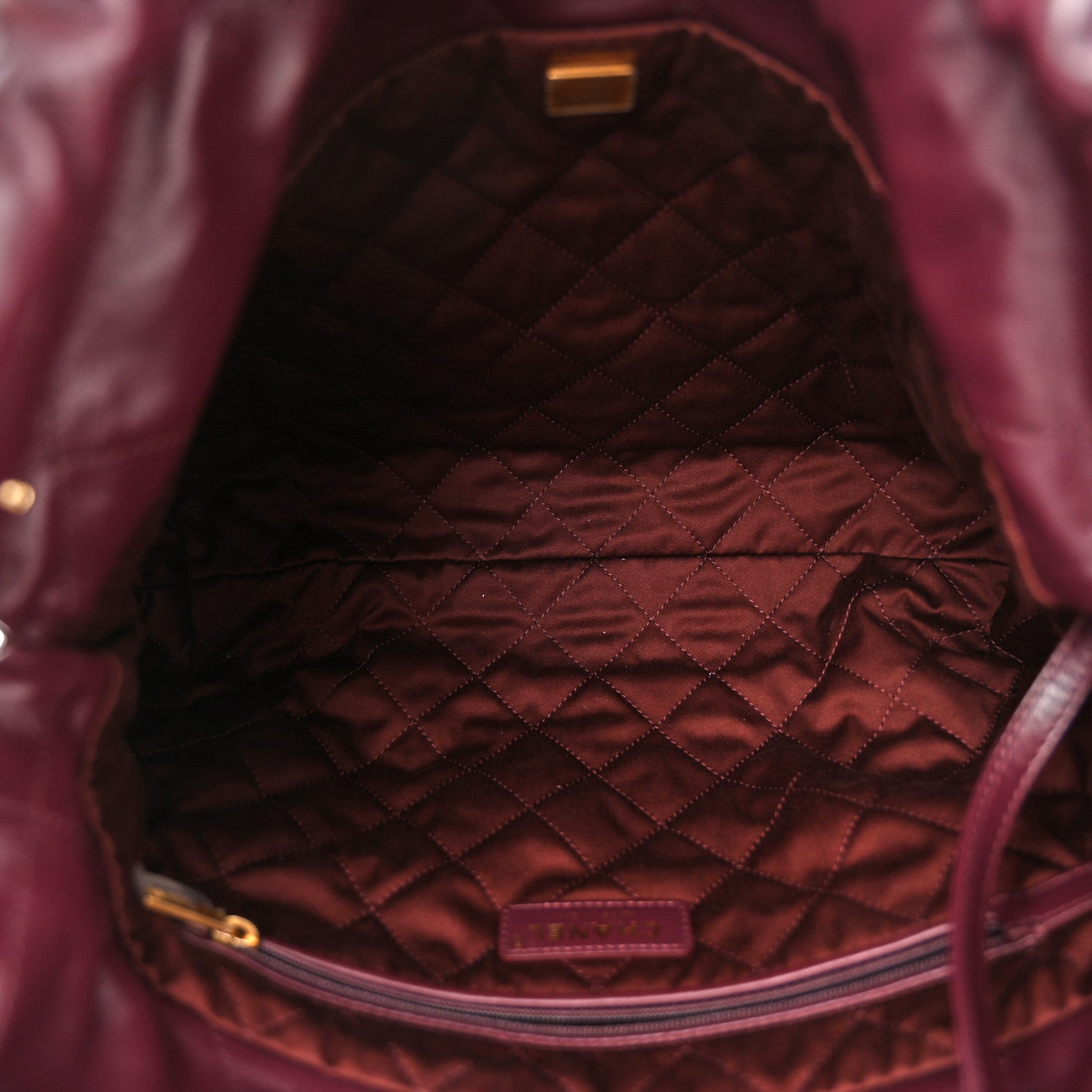 Chanel Shiny Calfskin Quilted Small Chanel 22 Dark Burgundy 6 of 12