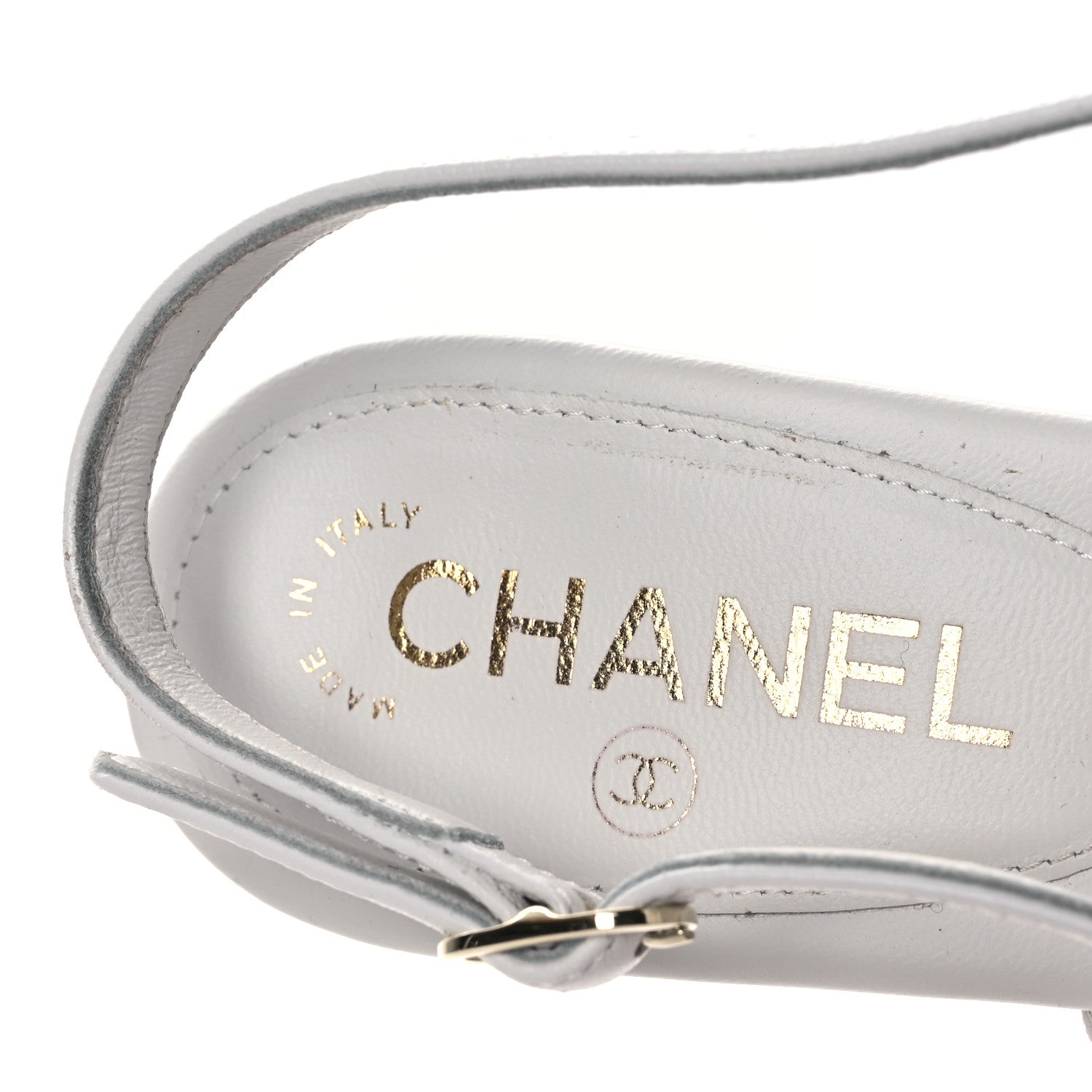 Chanel Lambskin Chain Platform Sandals 39 White 9 of 12