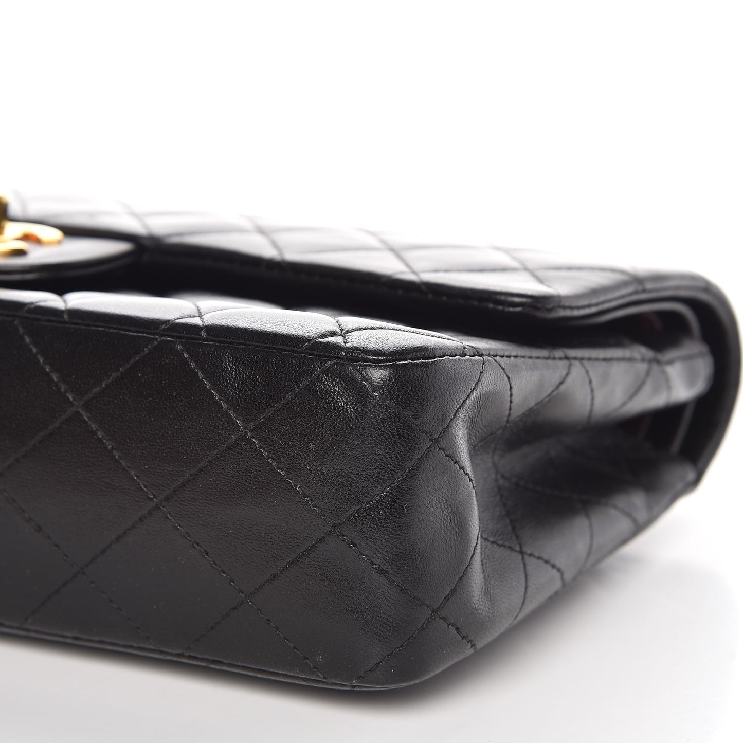 Lambskin Quilted Medium Double Flap Black