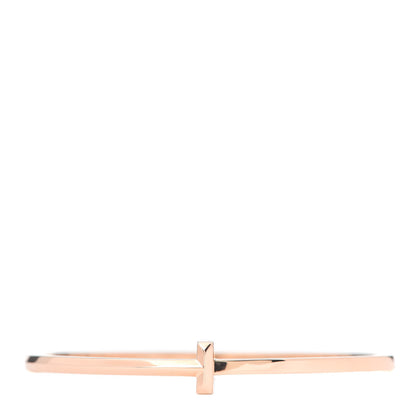 Tiffany 18K Rose Gold Narrow T T1 Hinged Bangle Bracelet 1 of 6