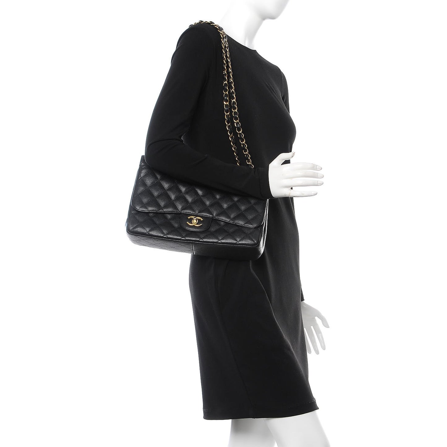 Caviar Quilted Jumbo Single Flap Black