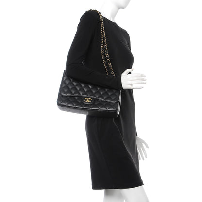 Chanel Caviar Quilted Jumbo Single Flap Black 3 of 13