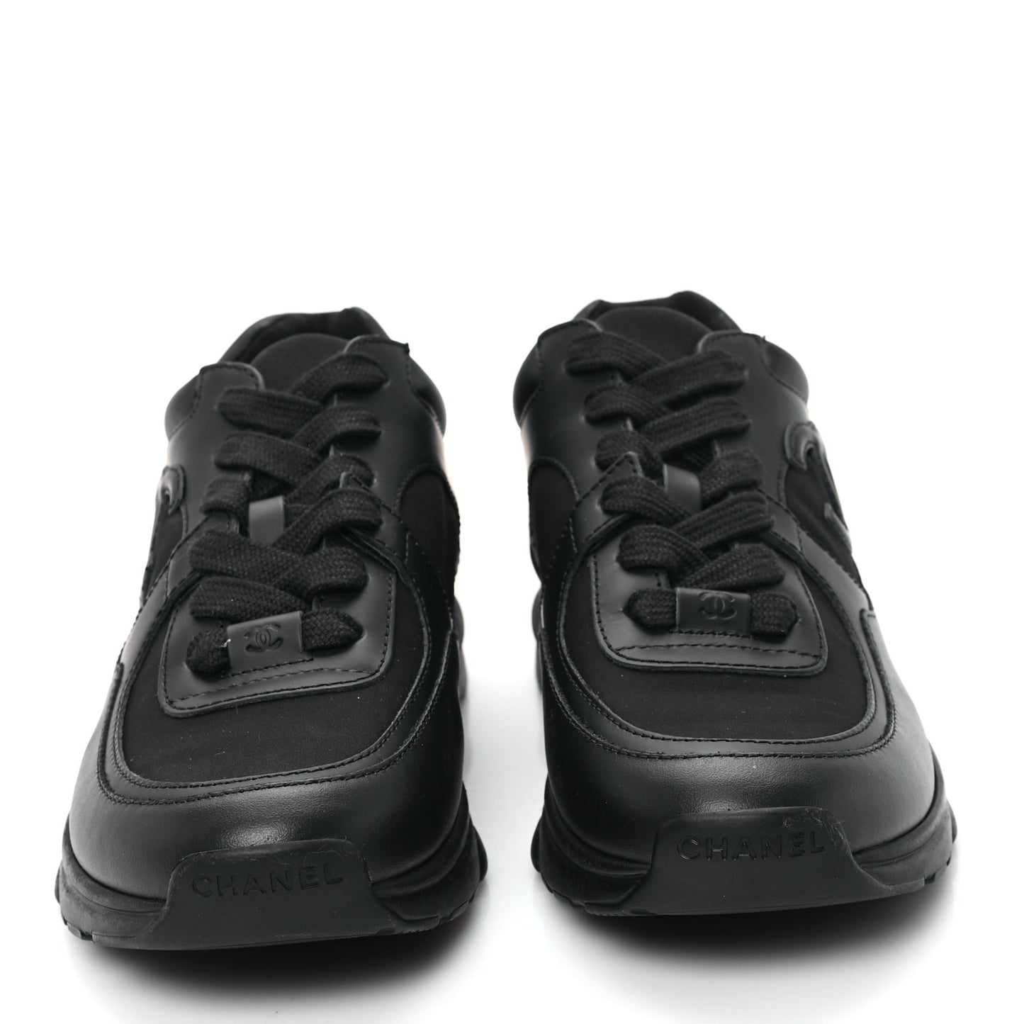 Lambskin Fabric CC Uniform Sneakers 38 Black