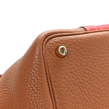 Hermes Taurillon Clemence Casaque Picotin Lock 18 PM Gold Rouge De Coeur 8 of 11