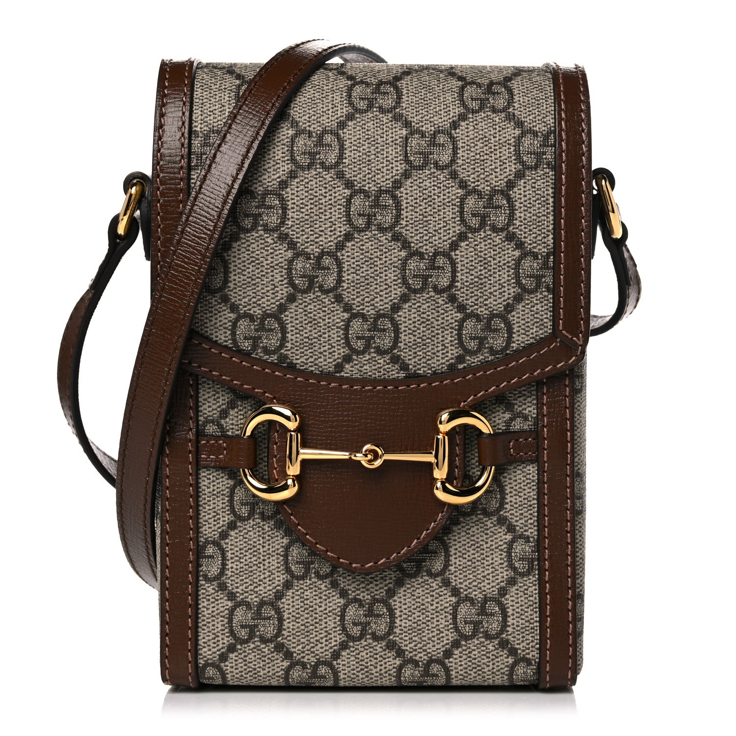 Gucci GG Supreme Monogram Mini Horsebit 1955 Crossbody Bag Beige Brown Sugar 1 of 11