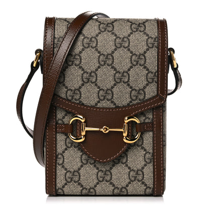 Gucci GG Supreme Monogram Mini Horsebit 1955 Crossbody Bag Beige Brown Sugar 1 of 11