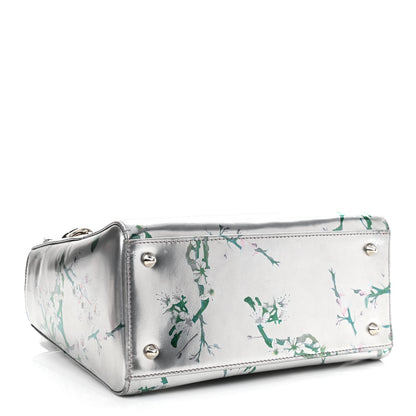 Christian Dior Metallic Patent Floral Printed Medium Lady Dior 4 of 11