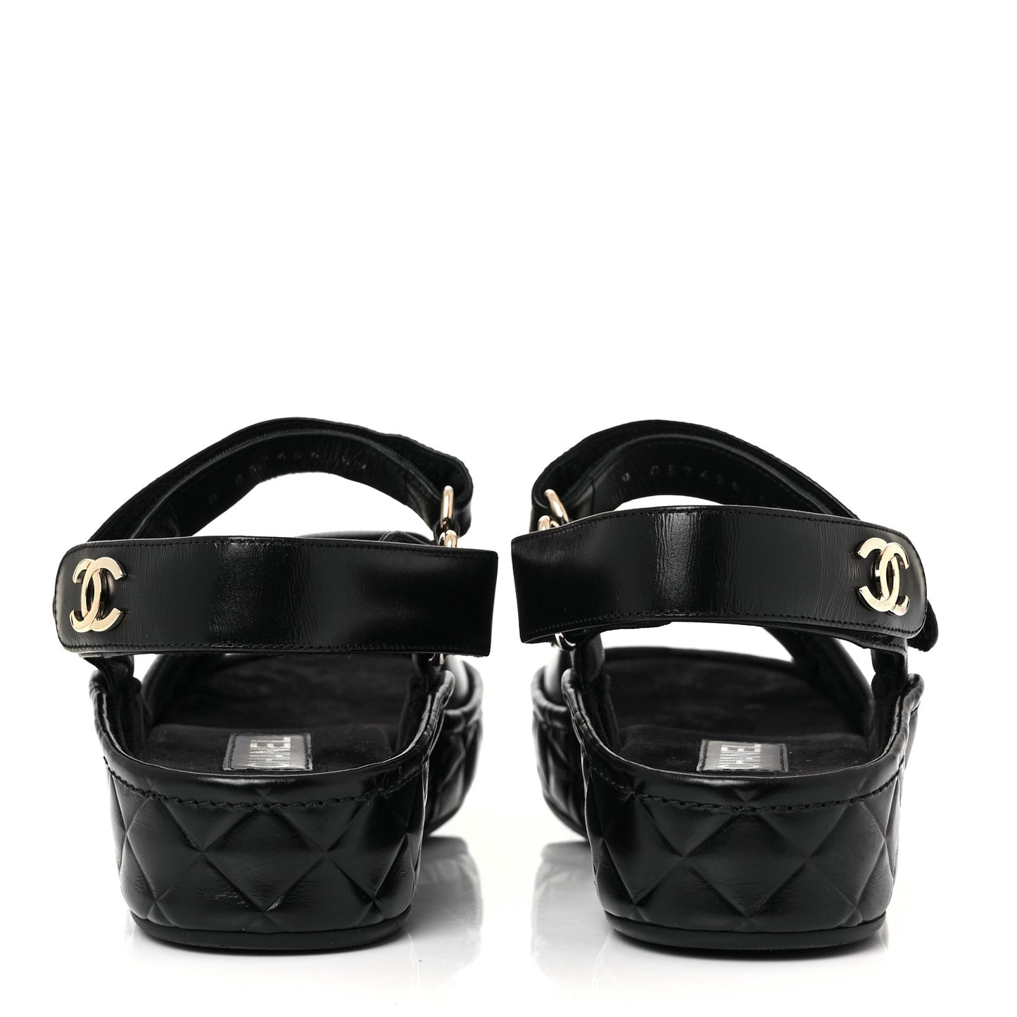 Shiny Calfskin Logo Platform Sandals 39 Black