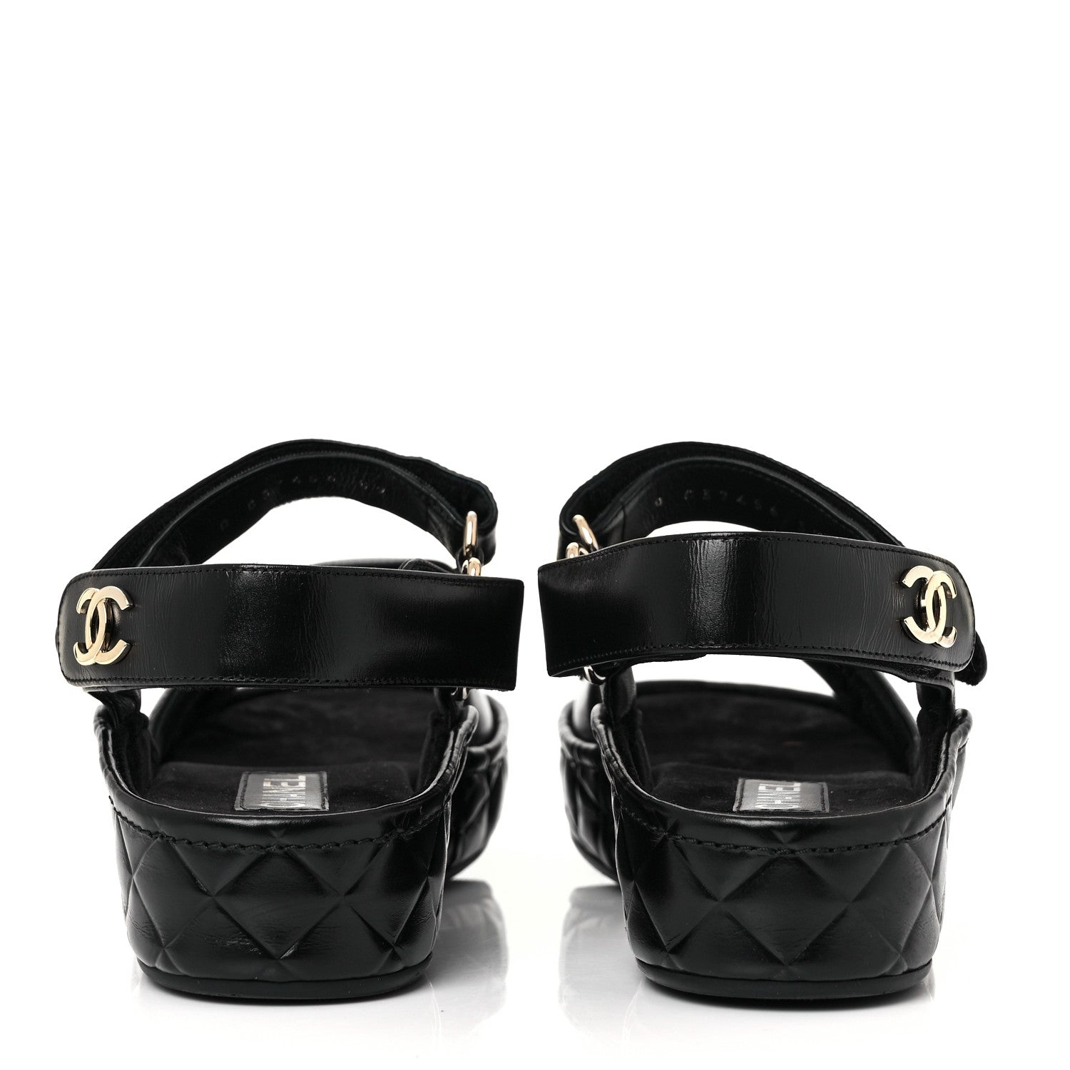 Chanel Shiny Calfskin Logo Platform Sandals 39 Black 9 of 22