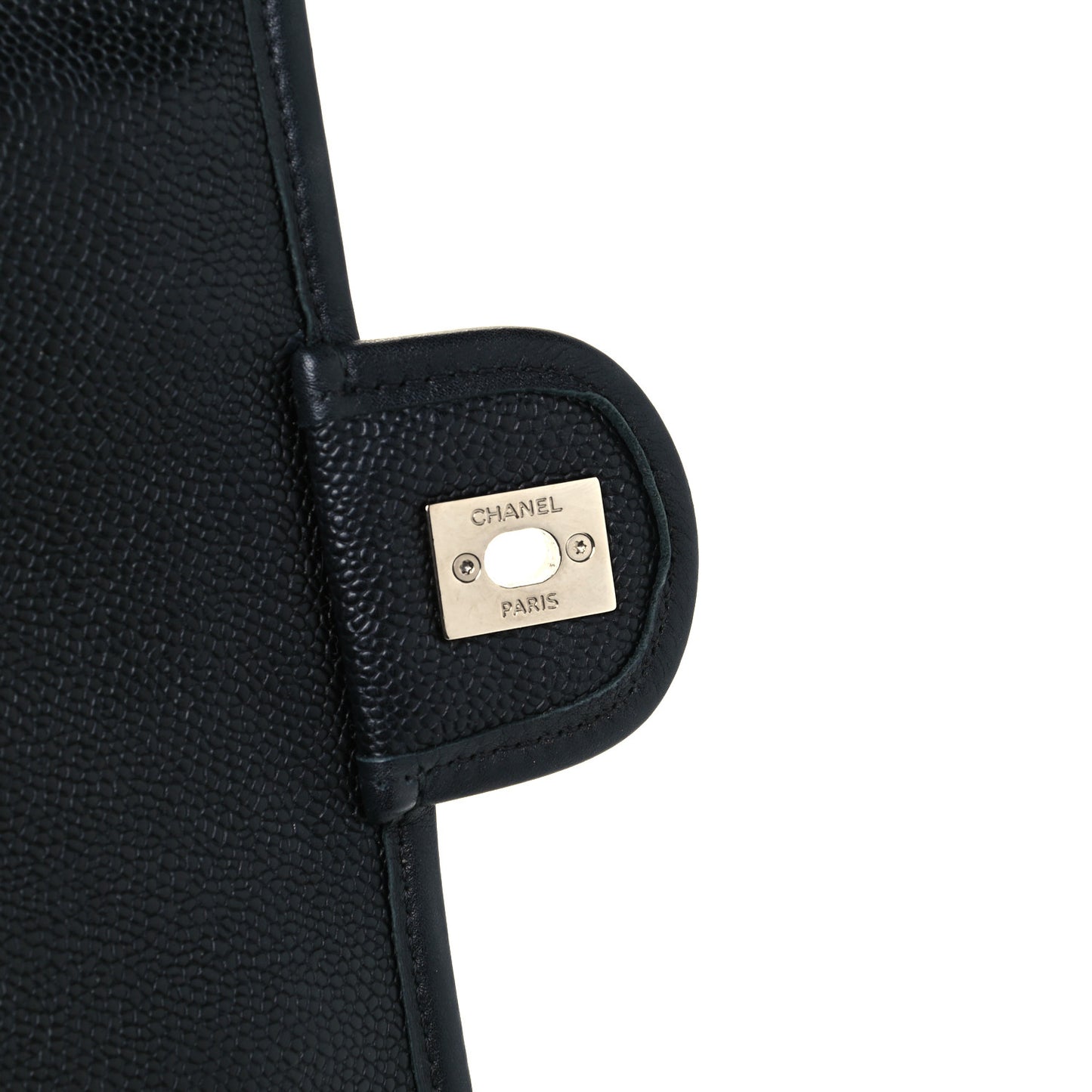 Caviar Quilted Large French Riviera Flap Black