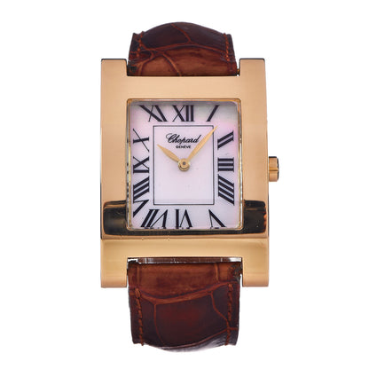 Chopard 18K Yellow Gold Alligator Mother of Pearl 28mm Your Hour Quartz Watch 1 of 11