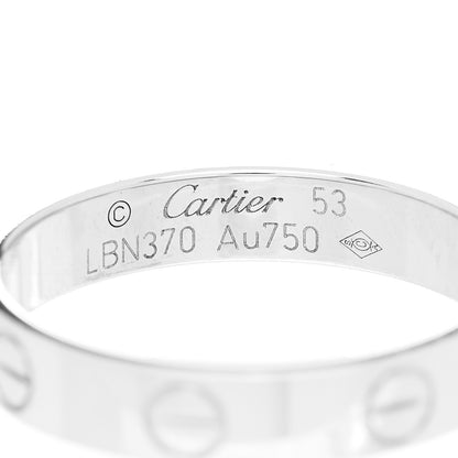 Cartier 18K White Gold 3.5mm LOVE Wedding Band Ring 53 6.5 4 of 5