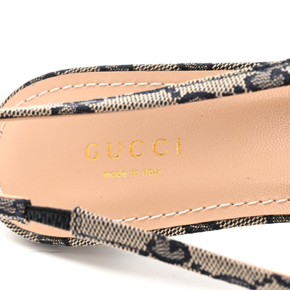 Gucci Monogram Horsebit 35mm Slingback Pumps 40 Beige Blue 7 of 10