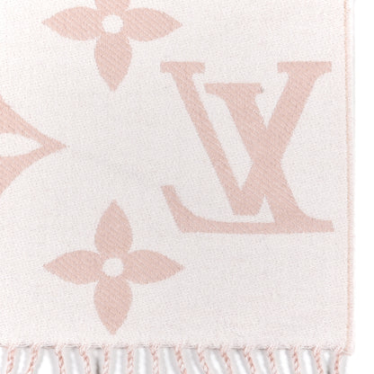 Louis Vuitton Wool Cashmere Monogram Daily LV Scarf Pink White 3 of 5