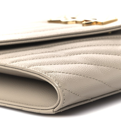 Saint Laurent Grain De Poudre Matelasse Chevron Monogram Envelope Clutch Dark Beige 9 of 10