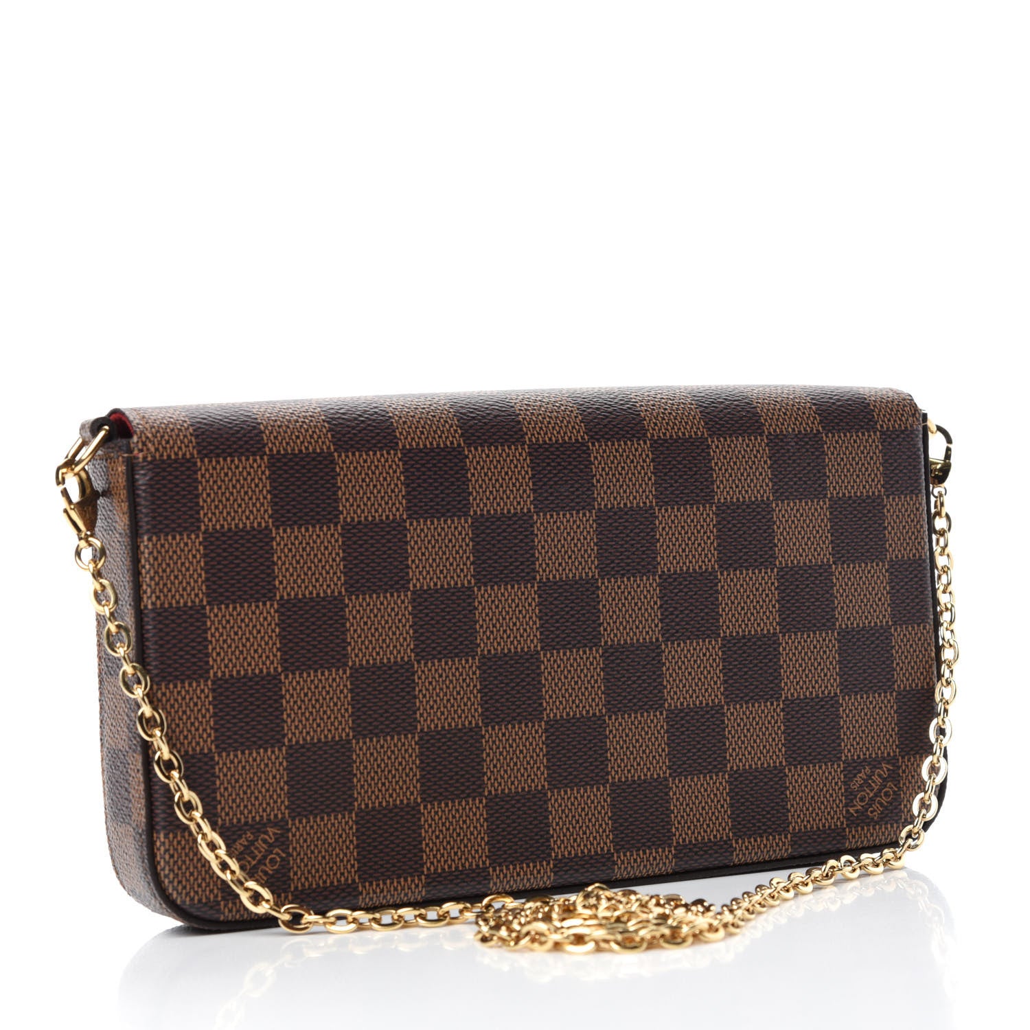 Louis Vuitton Damier Ebene Pochette Felicie Chain Wallet 3 of 11