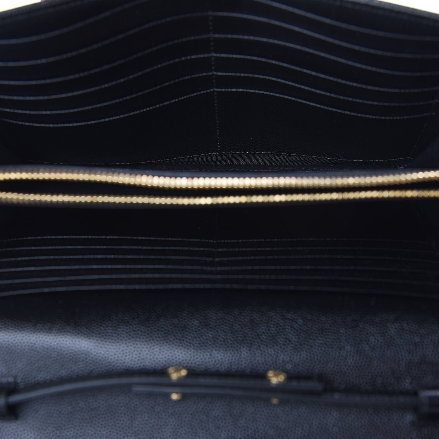 Saint Laurent Grain De Poudre Matelasse Chevron Monogram Chain Wallet Black 5 of 10
