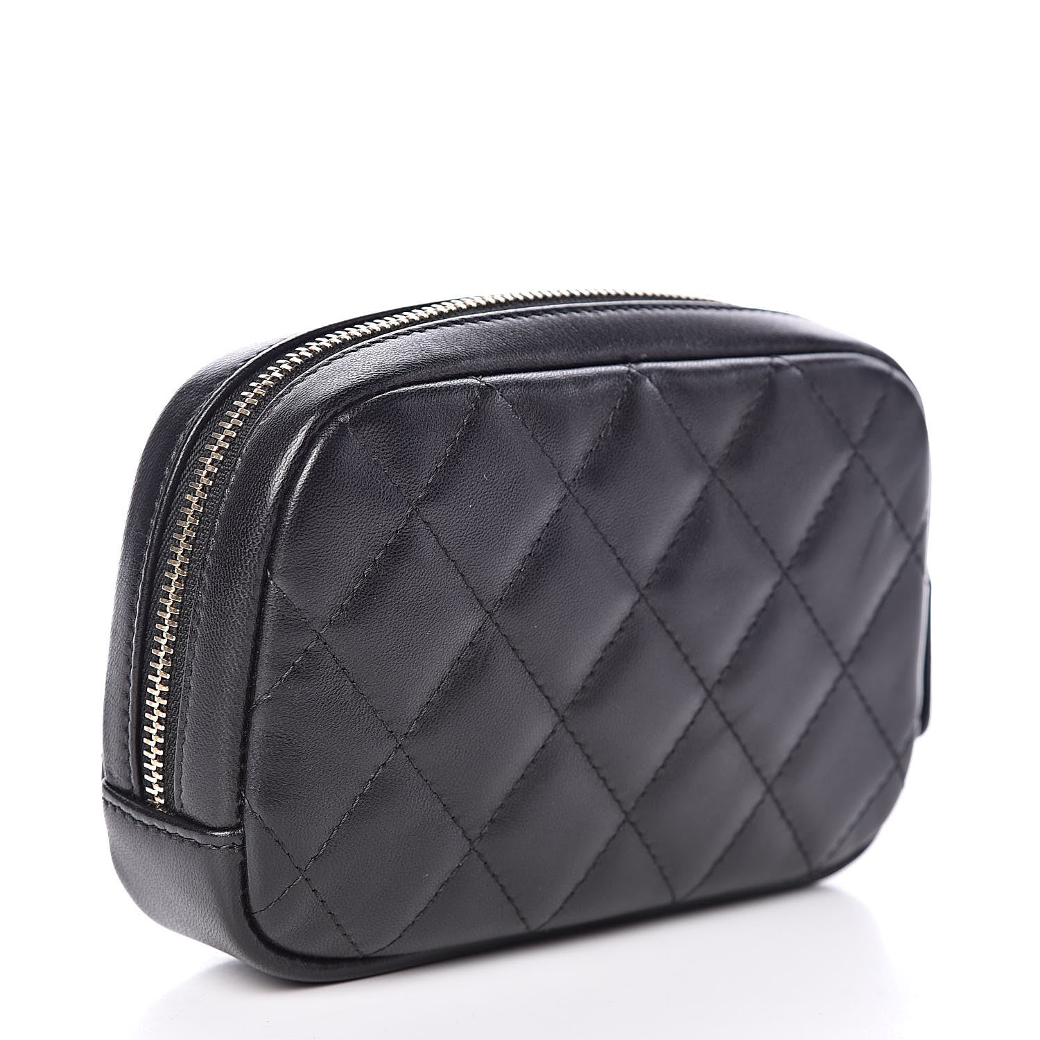Chanel Lambskin Quilted Small Curvy Pouch Cosmetic Case Black 3 of 8