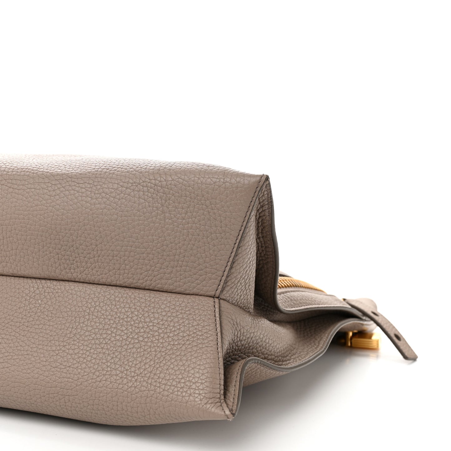 Pebbled Calfskin Large Alix Padlock Zip Hobo Bag Taupe