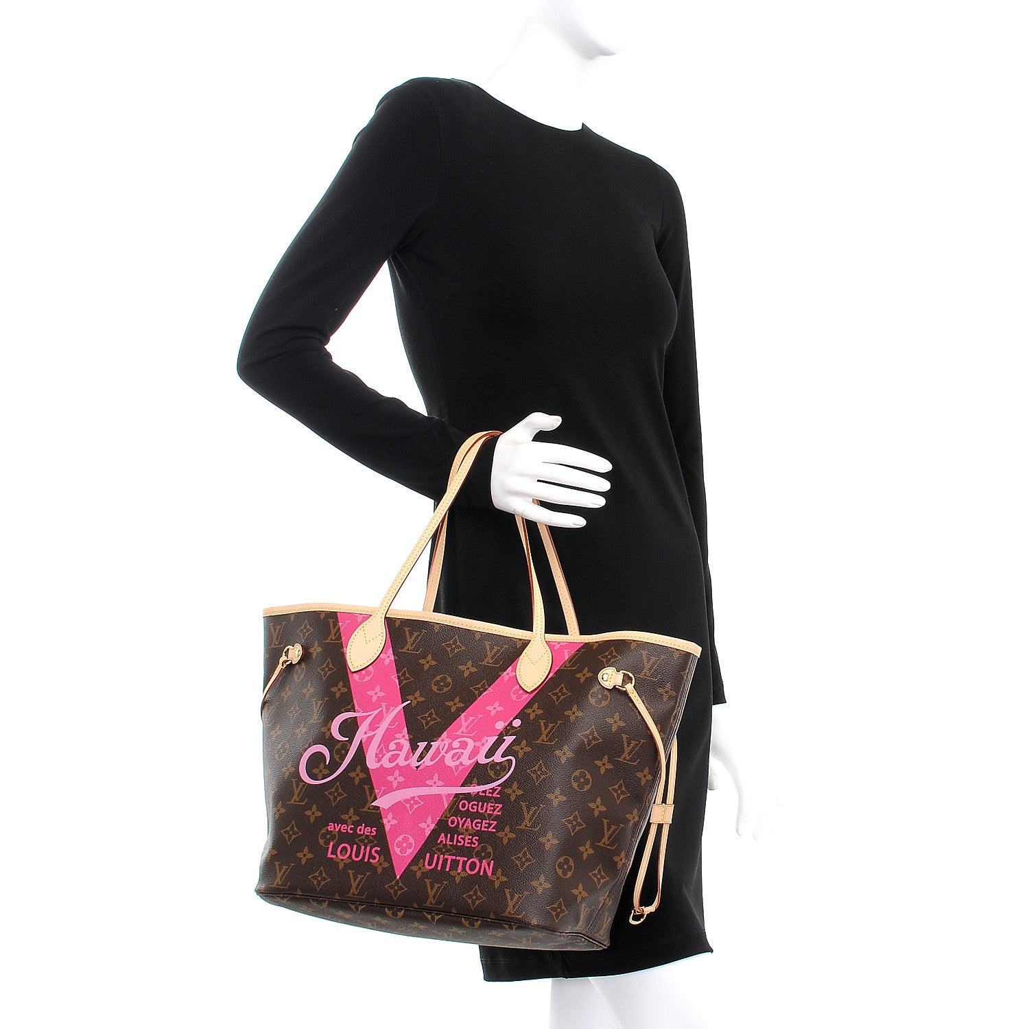 Louis Vuitton Monogram Hawaii V Neverfull MM Hot Pink 2 of 10
