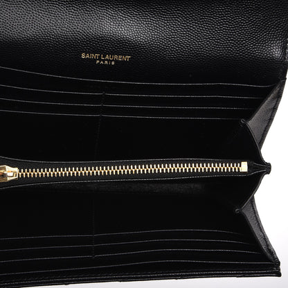 Saint Laurent Grain De Poudre Matelasse Chevron Monogram Flap Wallet Black 6 of 7