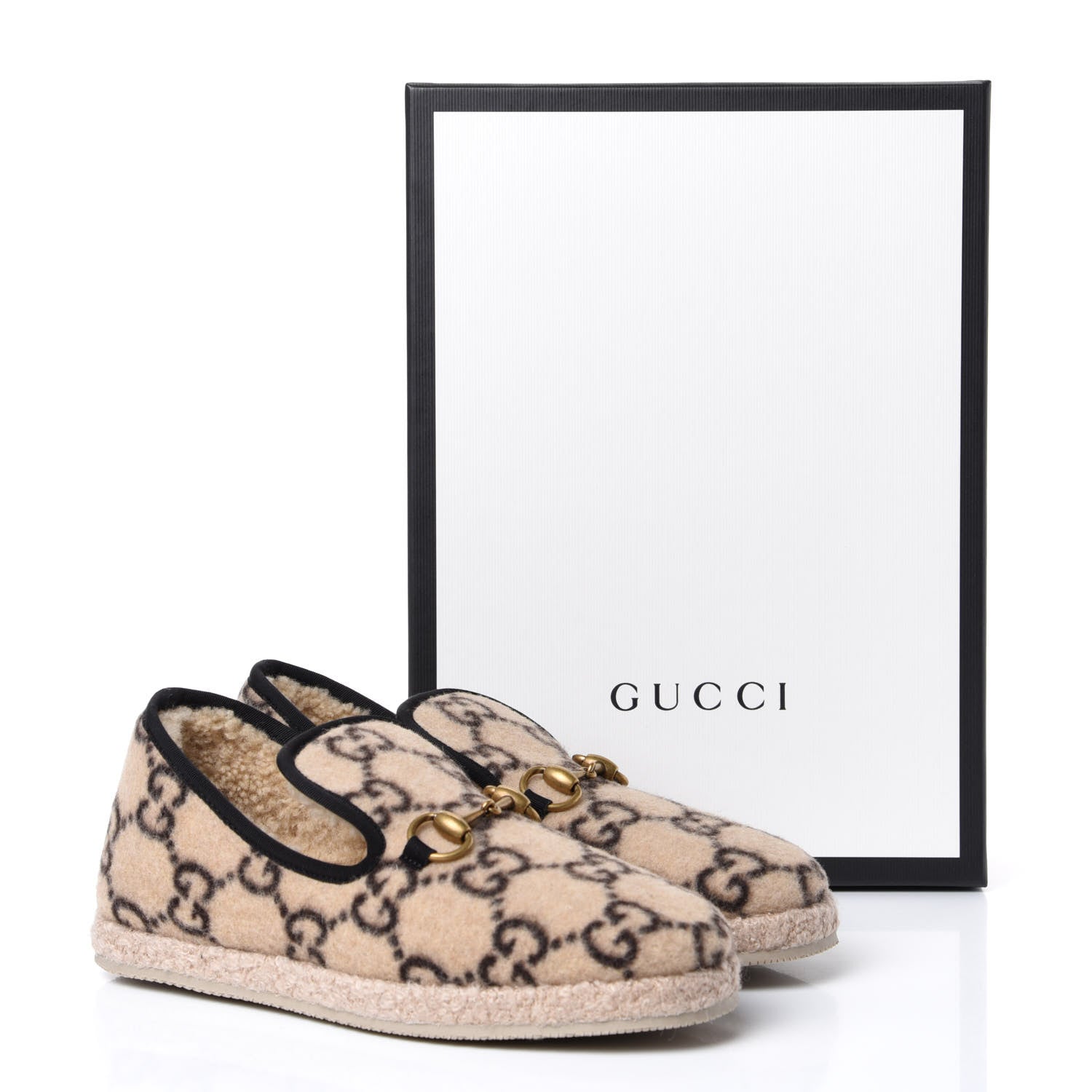 Gucci Covered Wool GG Monogram Womens Fria Horsebit Loafers 36 Beige Ebony Black Butterscotch 11 of 11