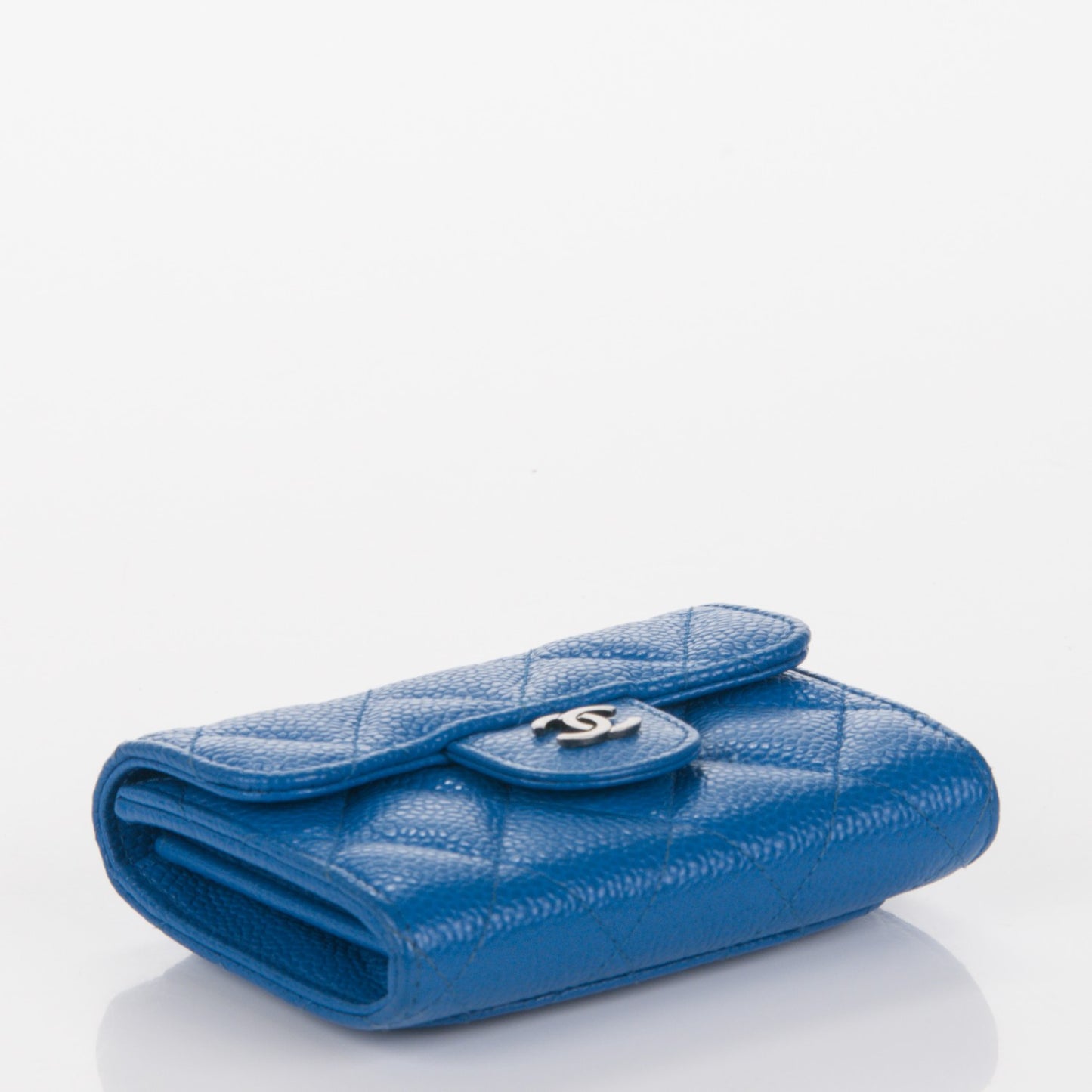 Caviar Quilted Card Holder Blue