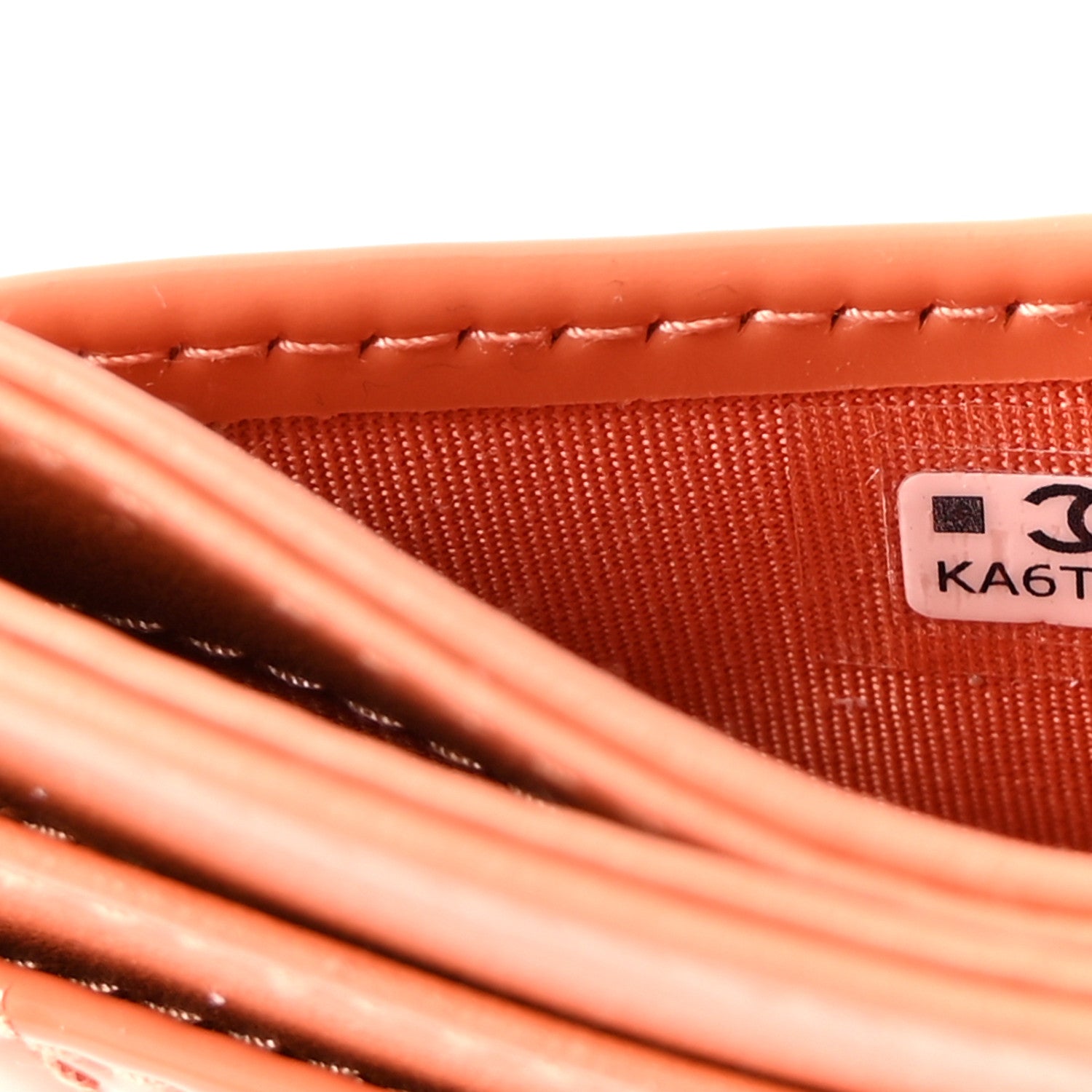 Chanel Patent Calfskin Quilted Card Holder Orange 8 of 9