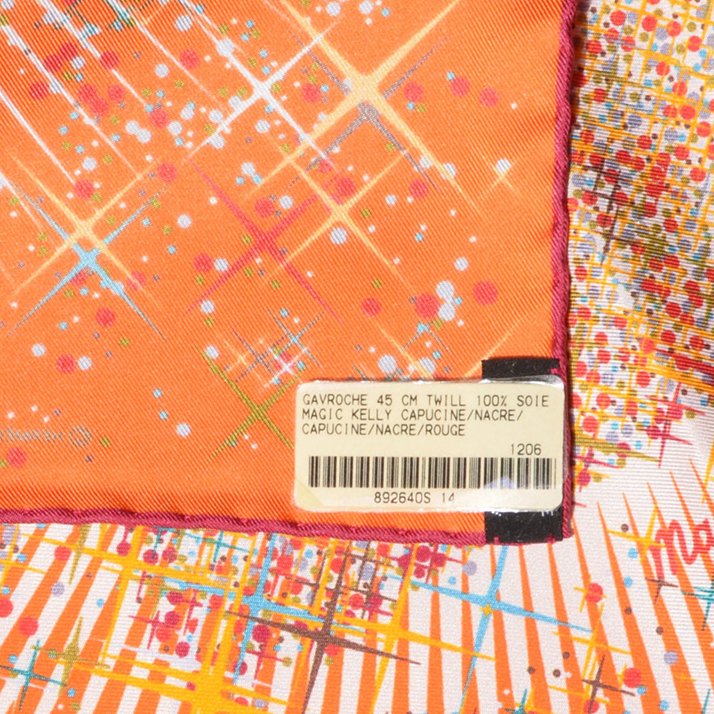 Silk Magic Kelly Pocket Square Capucine Nacre Rouge