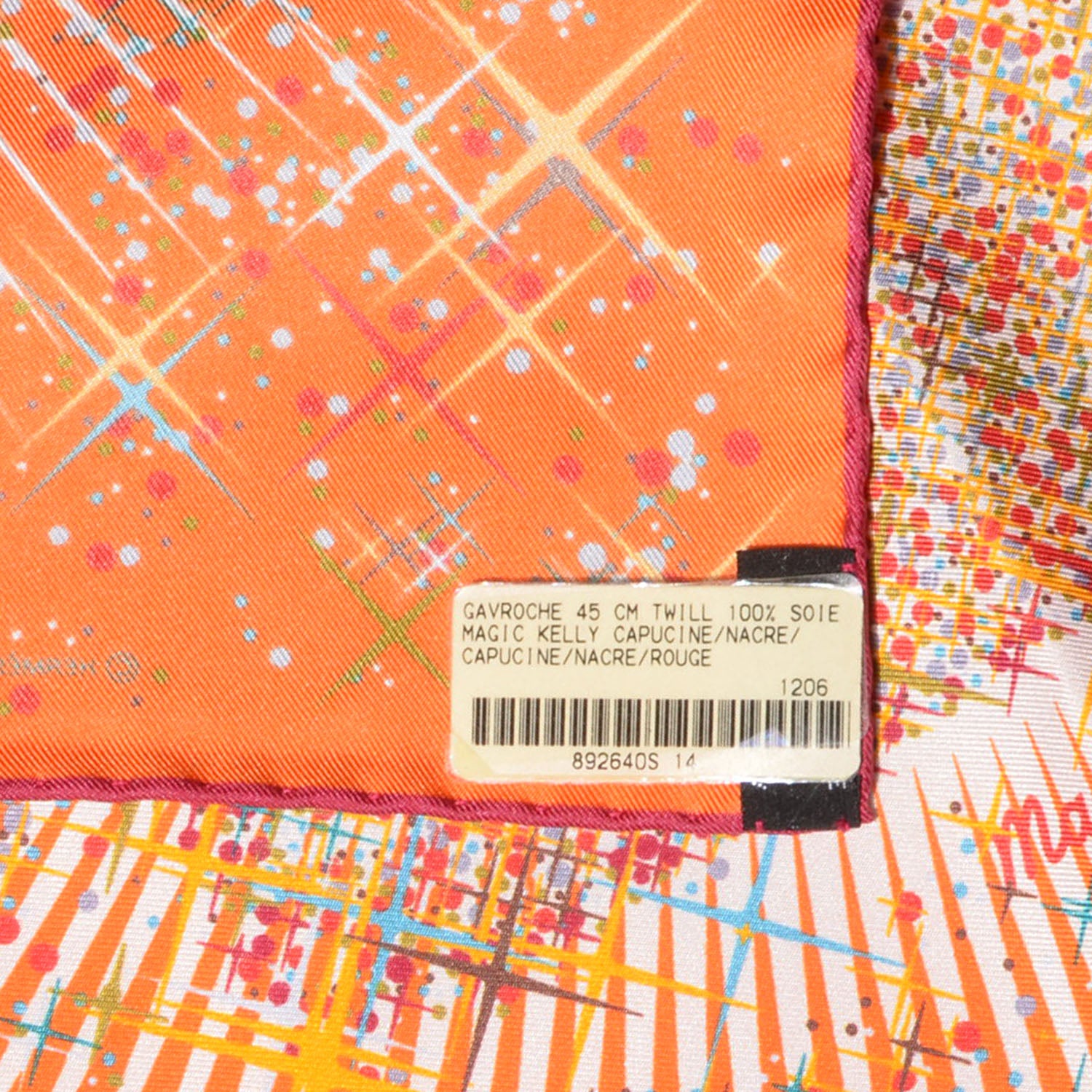 Hermes Silk Magic Kelly Pocket Square Capucine Nacre Rouge 5 of 6