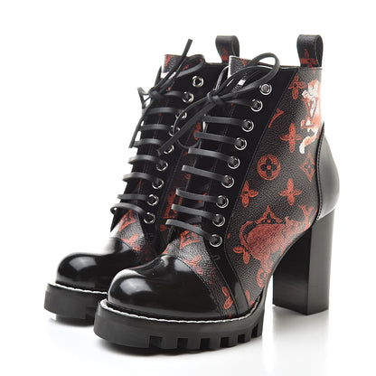 Louis Vuitton Patent Calfskin Catogram Star Trail Ankle Boots 37 Black Marron 3 of 8