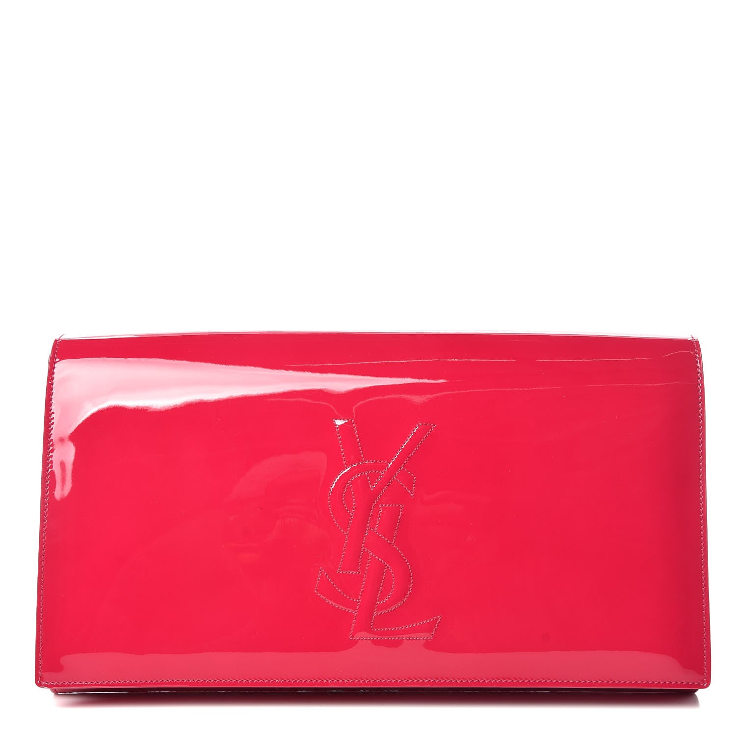 Saint Laurent Patent Monogram Large Belle De Jour Clutch Fuchsia 1 of 9