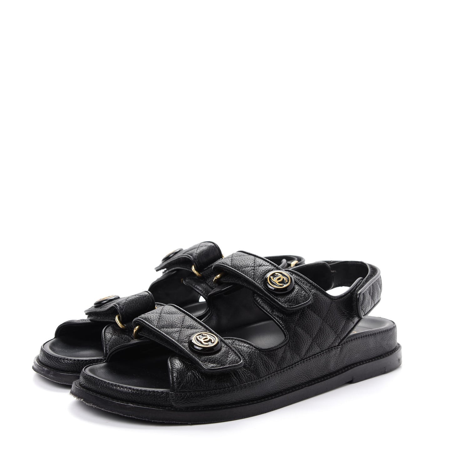Grained Calfskin Velcro Dad Sandals 39.5 Black