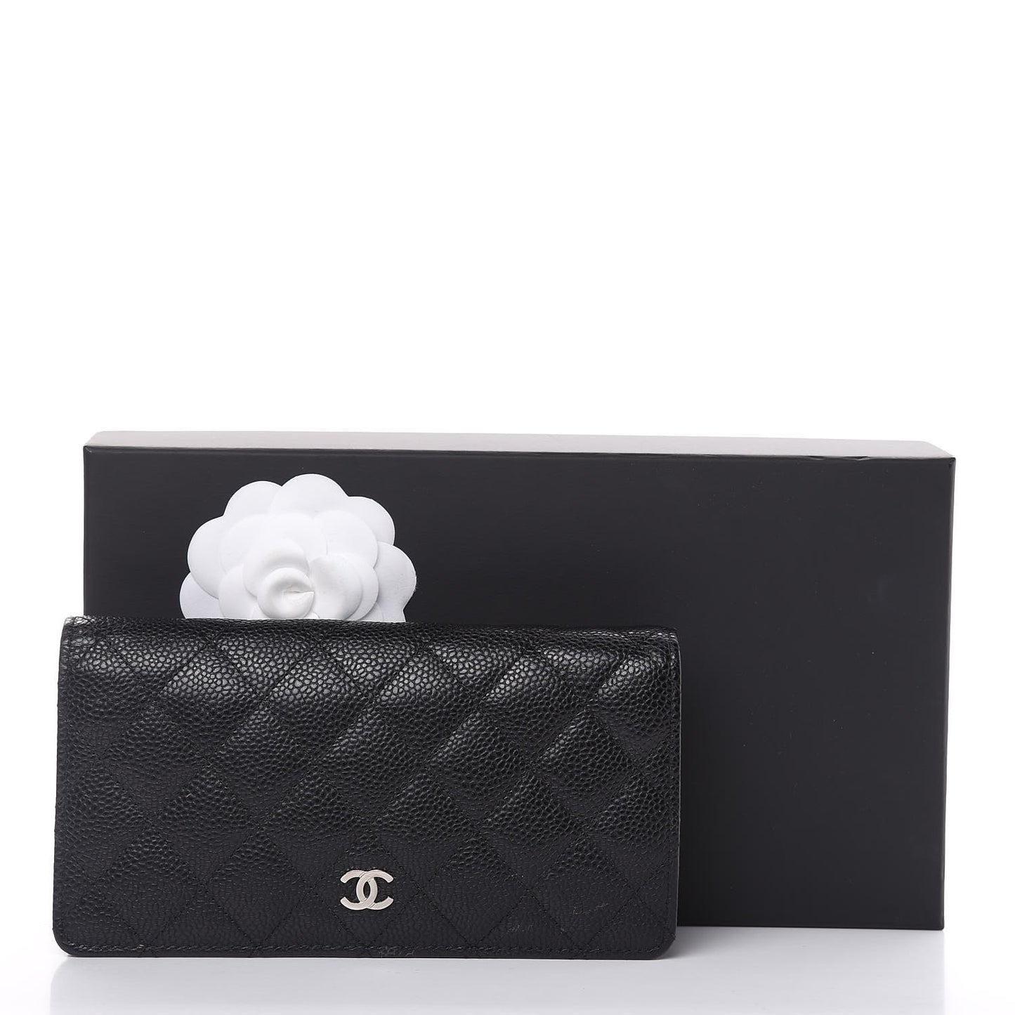 Caviar Quilted Yen Wallet Black