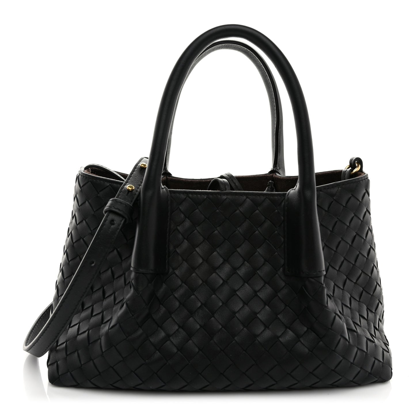 Calfskin Intrecciato Small Pinacoteca Tote Black Fondant