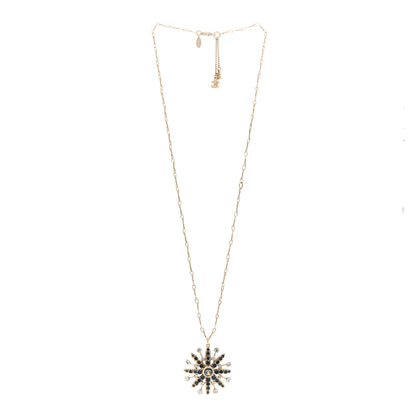 Chanel Crystal Snowflake CC Pendant Necklace Gold Blue 3 of 7