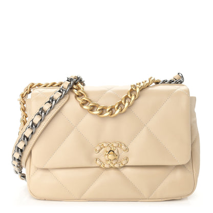 Chanel Lambskin Quilted Medium Chanel 19 Flap Light Beige 1 of 8