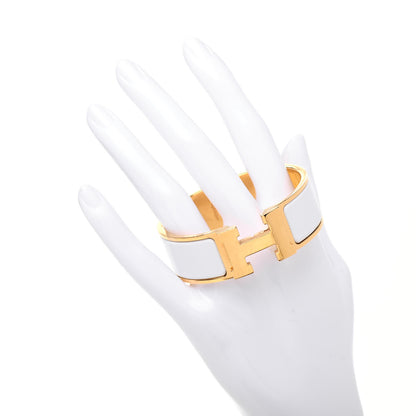 Hermes Enamel Wide Clic Clac H Bracelet PM White 2 of 4
