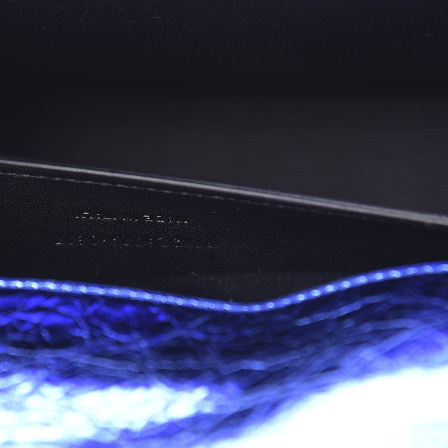 Saint Laurent Metallic Crinkled Calfskin Classic Monogram Cassandre Clutch Blue 7 of 9
