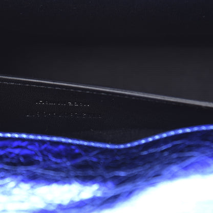Saint Laurent Metallic Crinkled Calfskin Classic Monogram Cassandre Clutch Blue 7 of 9
