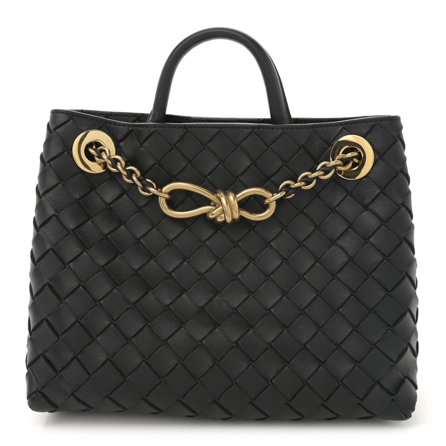 Nappa Intrecciato Small Andiamo With Chain Shoulder Bag Black